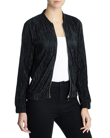 Plisse Bomber Jacket